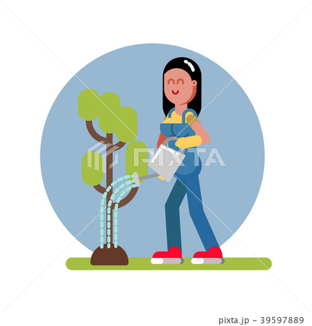 Woman watering the tree 39597889