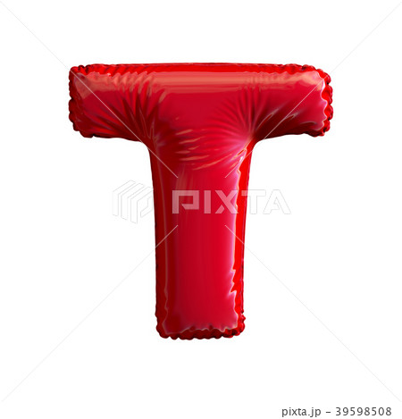 Red letter T made of inflatable balloon isolated 39598508