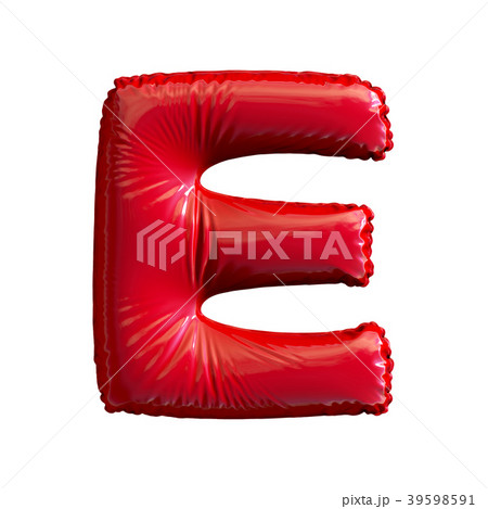 Red letter E made of inflatable balloon isolated Red letter E made of inflatable balloon isolated 39598591