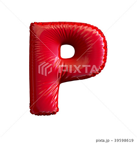 Red letter P made of inflatable balloon isolated 39598619