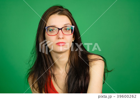 Studio Portrait of Smart Brunette Woman in 39600262