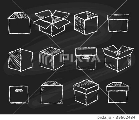 Boxes on chalk board 39602434