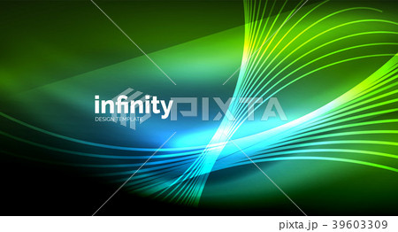 Abstract wave on dark background, shiny glowing Abstract wave on dark background, shiny glowing 39603309