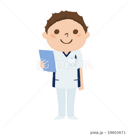 笑顔で働く男性看護師のイラスト 職業別 のイラスト素材