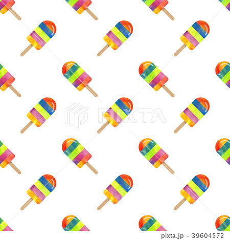 Seamless background watercolor popsicle dessert Seamless background watercolor popsicle dessert 39604572