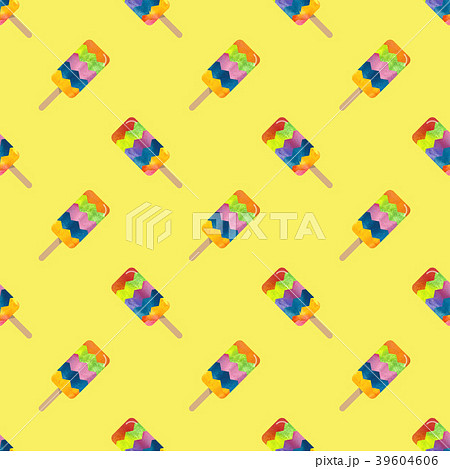 Seamless background watercolor popsicle dessert 39604606