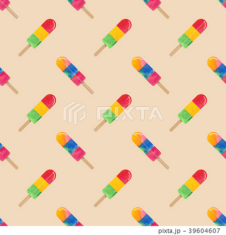Seamless background watercolor popsicle dessert 39604607