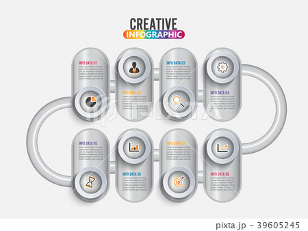 Timeline infographics template with 8 options 39605245