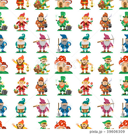 Fairy tale fantastic gnome seamless pattern 39606309