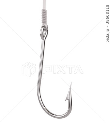 Steel fishhook isolated on white background Steel fishhook isolated on white background 39608118