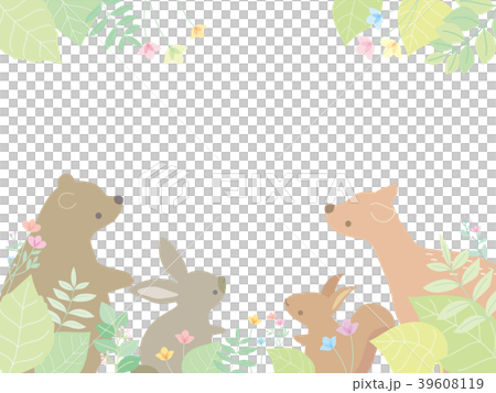 動物たちのフレームイラスト 動物たちのフレームイラスト 39608119