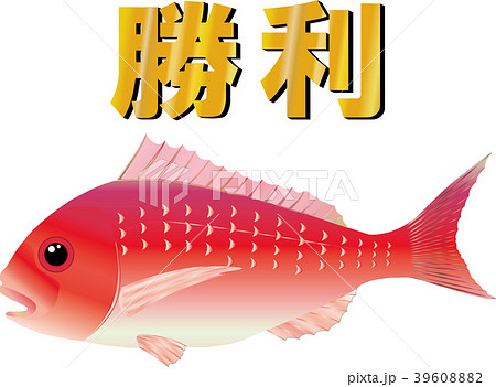 鯛のイラストと勝利文字 39608882