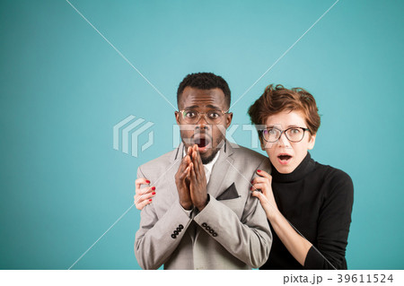 mother and big son are in panic. people expressing 39611524