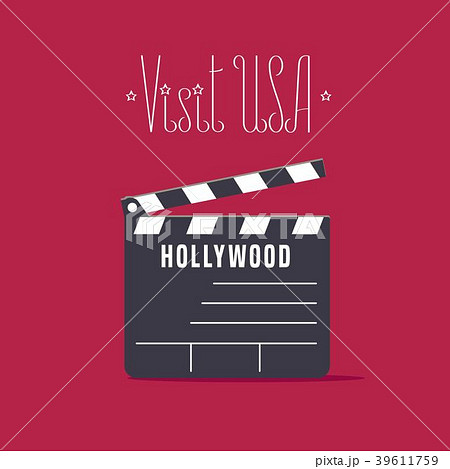 Visit USA, Hollywood movie clapper board vector 39611759