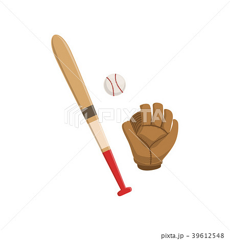 Baseball bat, glove and ball, American football Baseball bat, glove and ball, American football 39612548