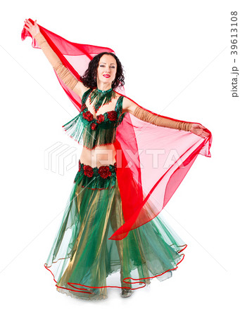 Arabian bellydancer sexy woman in white costume on 39613108