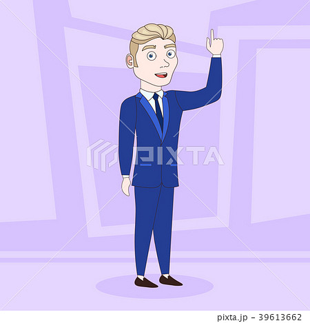 Cartoon Business Man In Elegant Suit Clothes Point 39613662