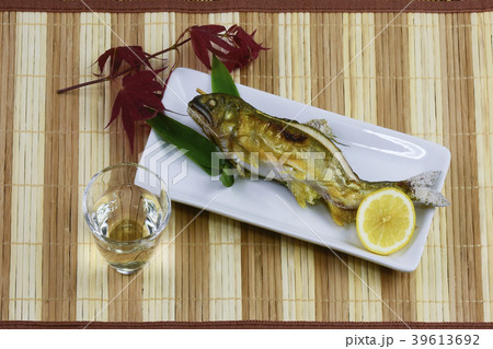 鮎の塩焼きで冷酒を飲む 39613692