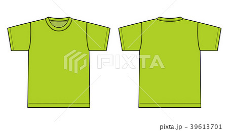 半袖tシャツ 絵型テンプレート 黄緑 ライムグリーン のイラスト素材