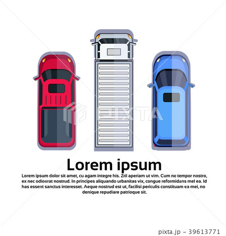 Cars And Truck On White Background Isolated Top 39613771