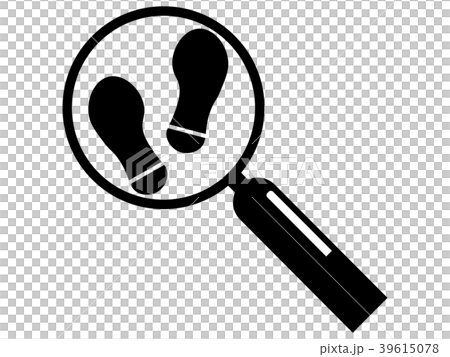 Magnifying glass and footprints Magnifying glass and footprints 39615078