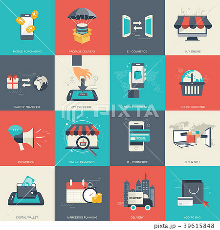E - commerce and online shopping icon set 39615848