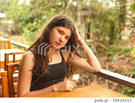 teenager girl in asian cafe dining teenager girl in asian cafe dining 39616937