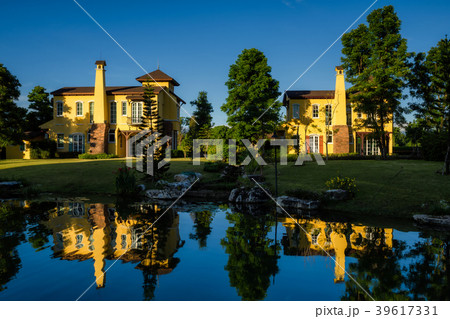 Antique medieval europe yellow house in summer Antique medieval europe yellow house in summer 39617331