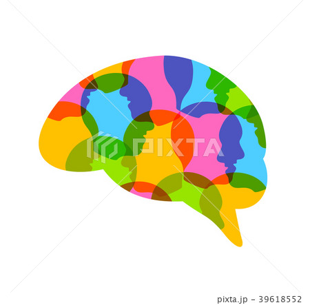 Colorful  head of people in human brain shape.  39618552