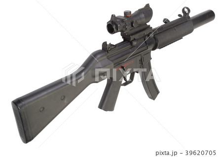 submachine gun MP5 with silencer isolated submachine gun MP5 with silencer isolated 39620705