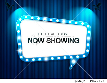 theater sign on curtain background with spotlight 39622174