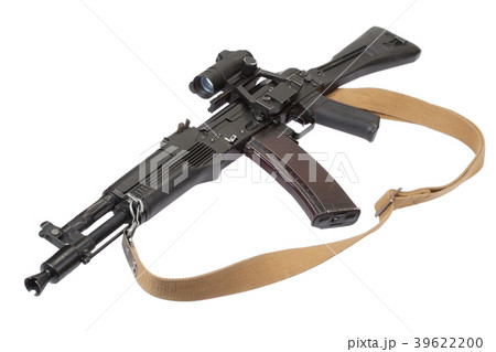 kalashnikov rifle with optic sight on white 39622200