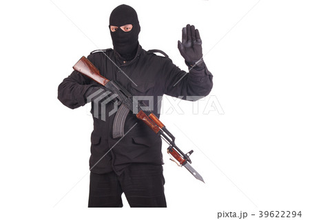 mercenary with AK 47 gun witn bayonet mercenary with AK 47 gun witn bayonet 39622294