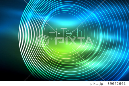 Circular glowing neon shapes, techno background 39622641