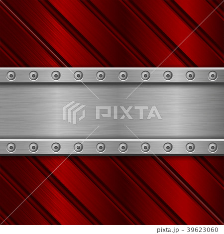 Metal brushed background with red stripes 39623060