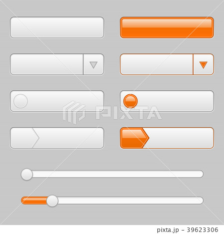 White web interface buttons with orange tags White web interface buttons with orange tags 39623306