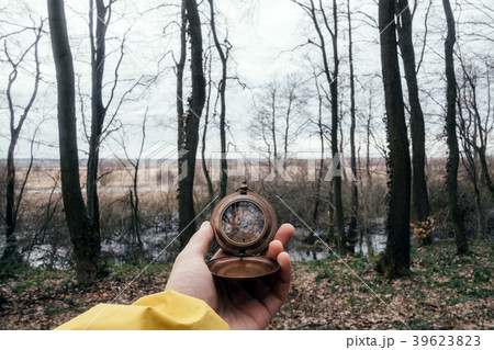 Man with compass in hand 39623823