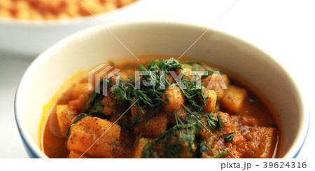 Vegetable soup. Chickpeas, potato and carrot. Diet 39624316
