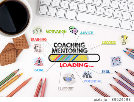 Coaching and Mentoring Concept. Chart with keywords and icons 39624598