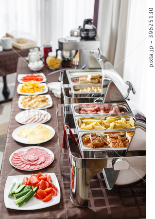 Buffet trays heated ready for service. Breakfast 39625130