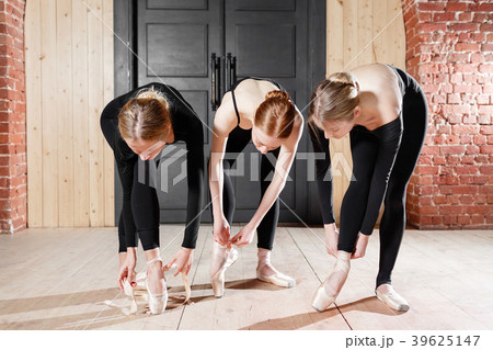 Pointe shoes. Young ballerina girls. Women at the Pointe shoes. Young ballerina girls. Women at the 39625147