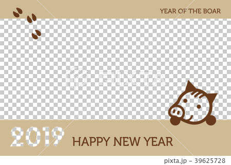 2019年 亥年 かわいい猪の年賀状イラスト 2019年 亥年 かわいい猪の年賀状イラスト 39625728