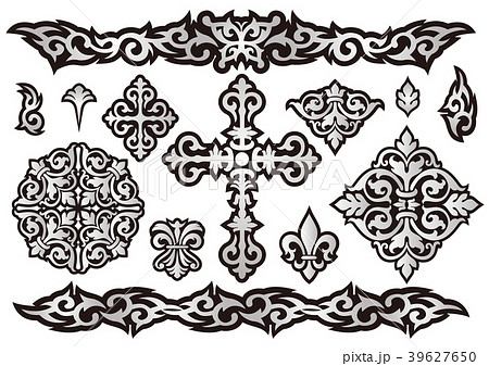十字架 飾りデザインセットのイラスト素材