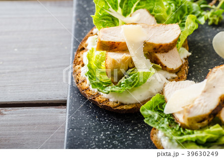 Ceasar salad on panini toast Ceasar salad on panini toast 39630249