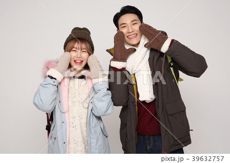Happy young traveler couple concept photo. set out on a trip to honeymoon, camping and summer vacation concept isolated on white background. 248 Happy young traveler couple concept photo. set out on a trip to honeymoon, camping and summer vacation concept isolated on white background. 248 39632757
