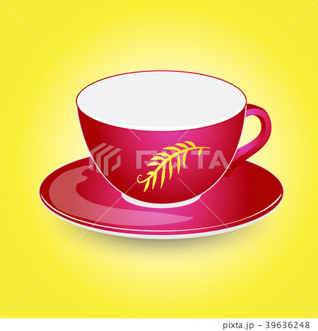 Red empty cup mockup on plate vector design. 39636248