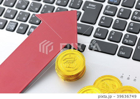 仮想通貨　ネットバンク　金貨　上向き 39636749