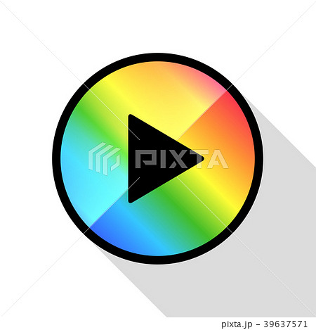 ビデオ動画再生ボタンのアイコンイラスト虹色のイラスト素材 39637571