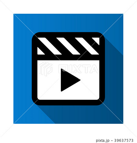 ビデオ動画再生ボタンのアイコンイラスト青のイラスト素材 39637573