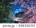 青い和歌山城と桜 39639293